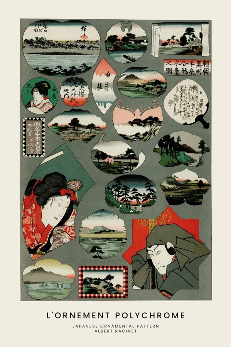 Racinet -  Japanese Ornamental Pattern II tela da Vintage by JUNIQE