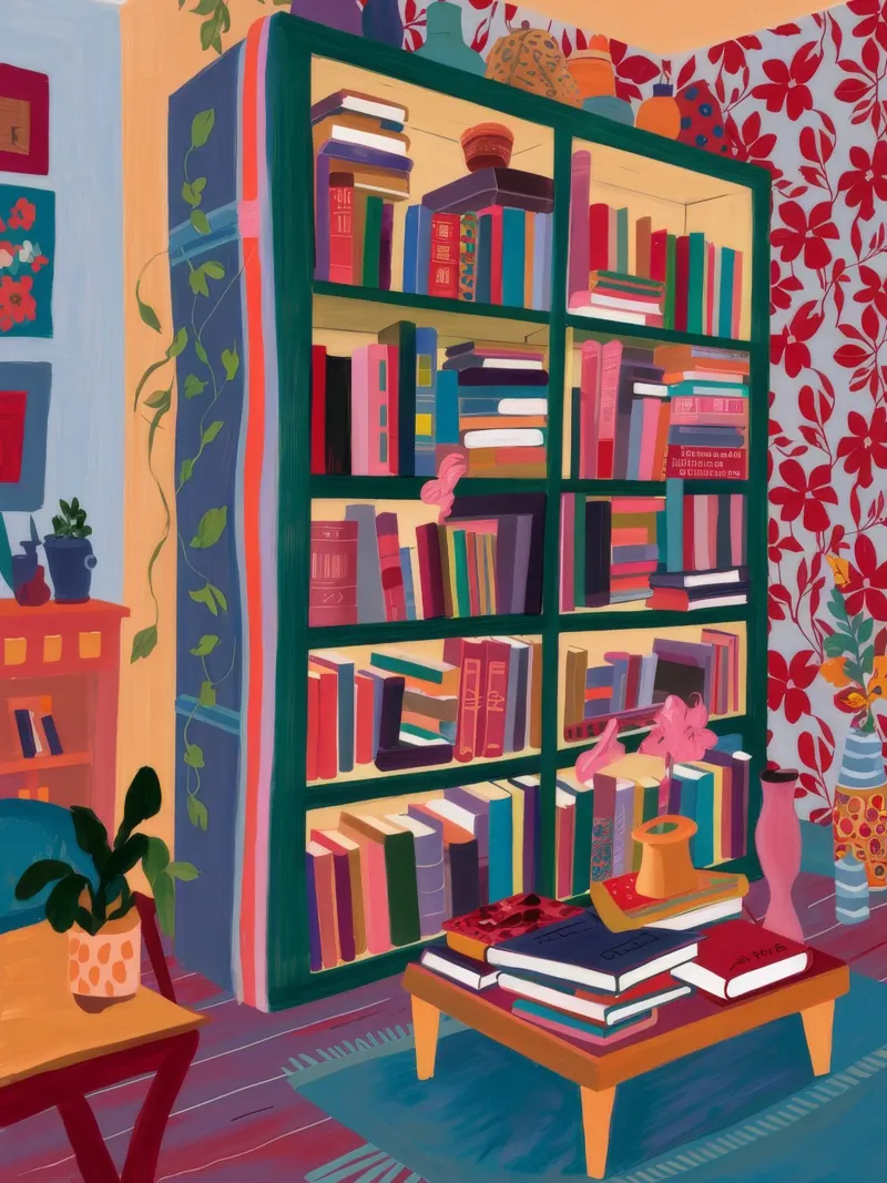 Il vivace rifugio del topo di biblioteca poster con telaio in legno da Grande Serene
