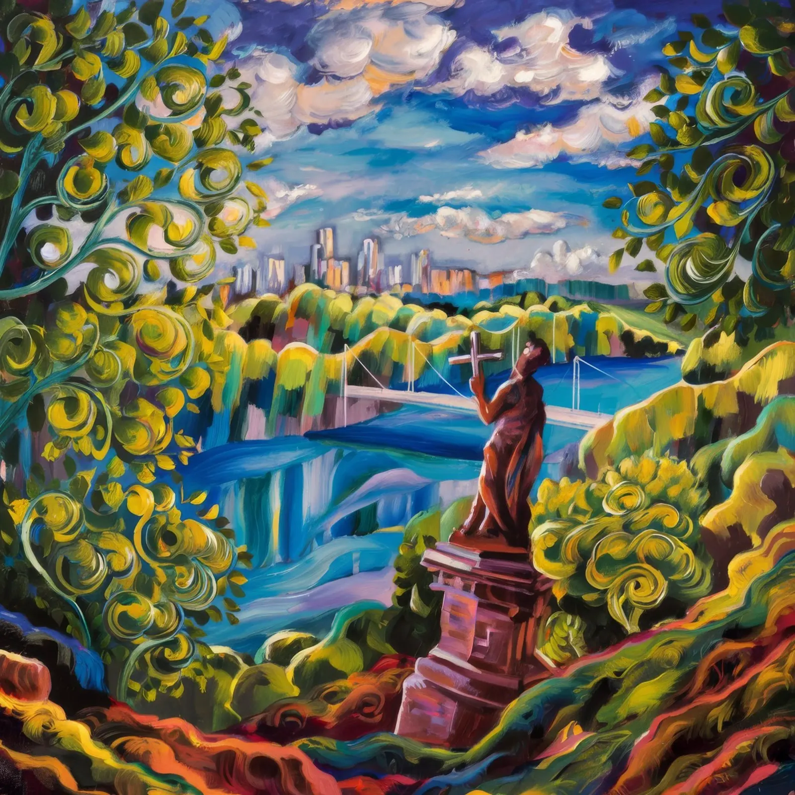 Bridge View Arcadia canvas with Floater frame by Lush Essence