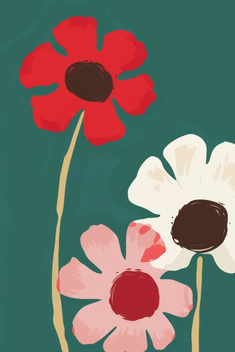 Teal Poppy Trio canvas by Moonlite Desire