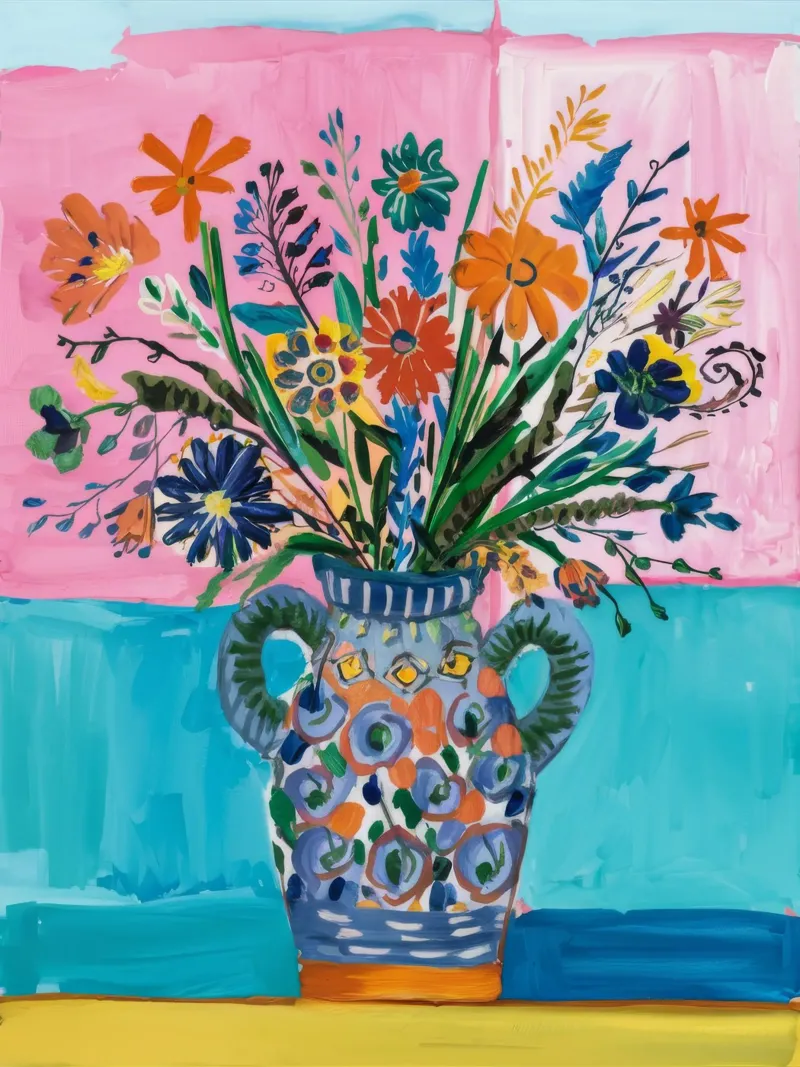 Sierlijke vaas Caleidoscoop canvas met Baklijst van Vivid Reverie