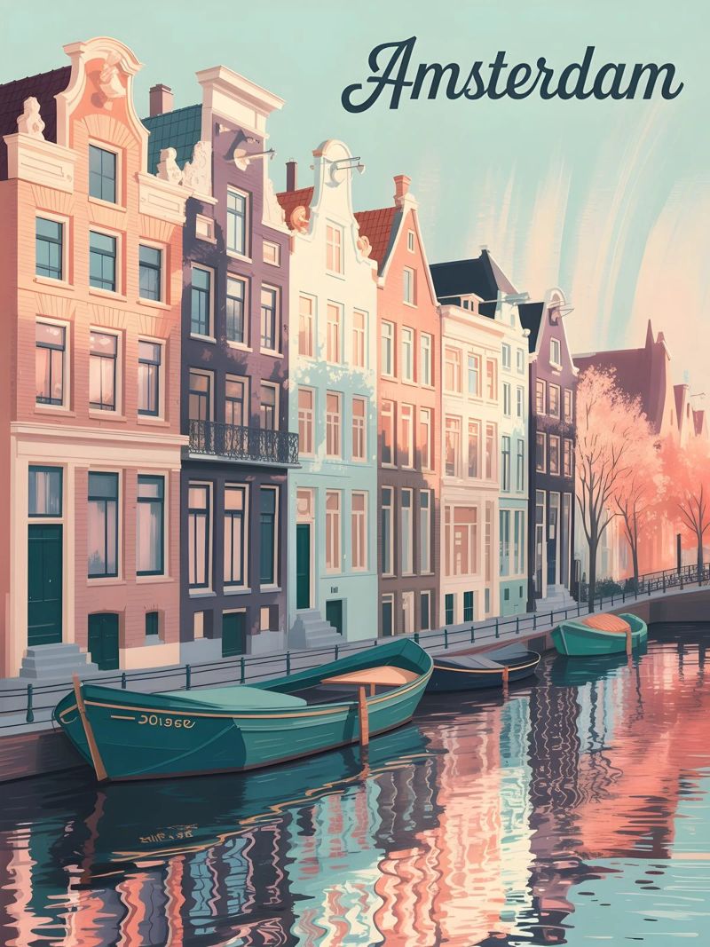 Amsterdam vintage reisposter poster van Vintage Travel Art