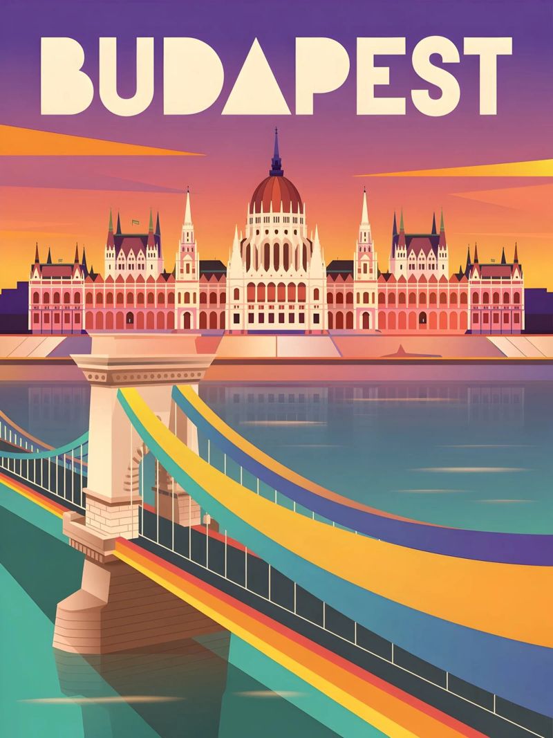 Affiches de voyage vintage de Budapest poster de Vintage Travel Art