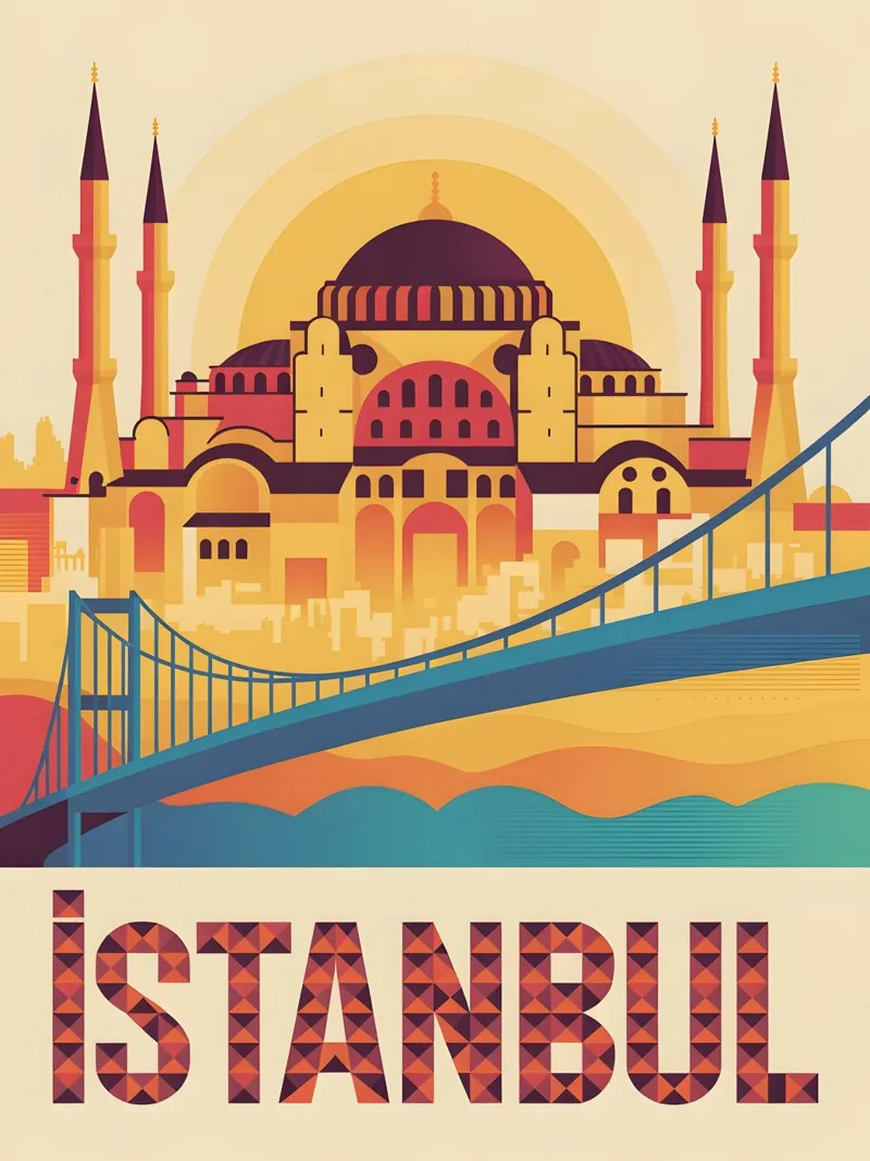 Istanbul retro Reiseposter poster con telaio in plastica da Vintage Travel Art