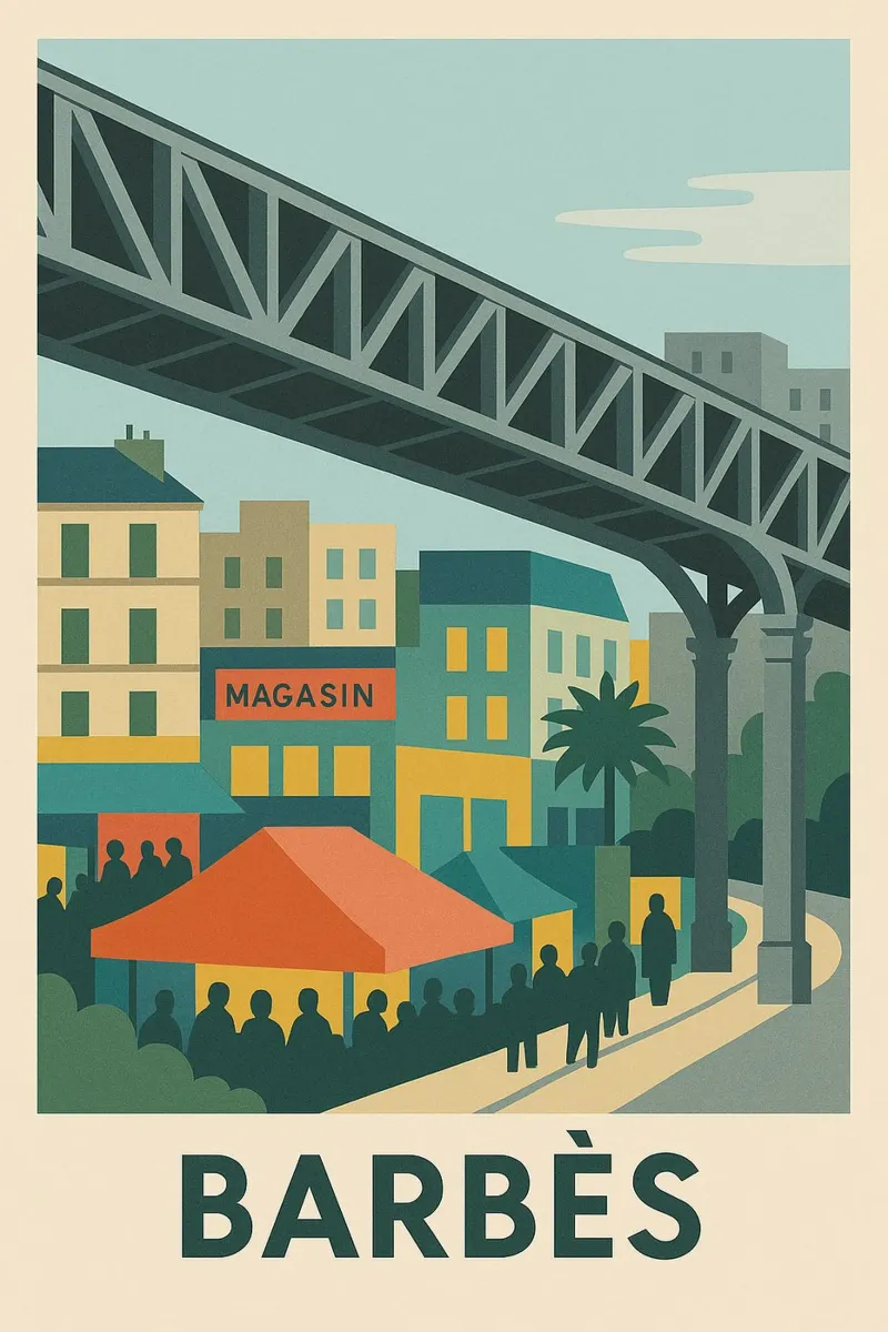 Barbès - Parigi popolare, colorata e vibrante poster con telaio in legno da JETLAG | affiches voyage