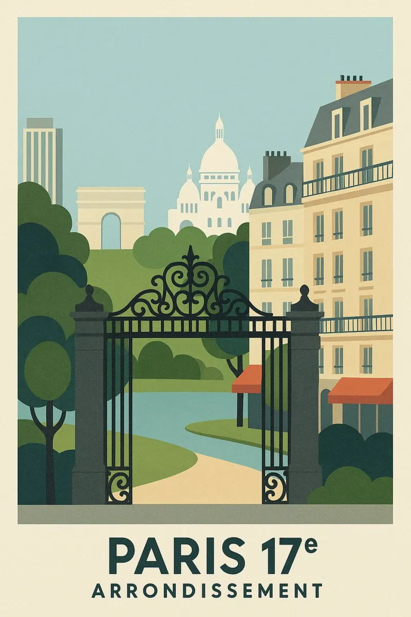 Parigi 17ᵉ - Parco e prospettive parigine pellicola backlit da JETLAG | affiches voyage