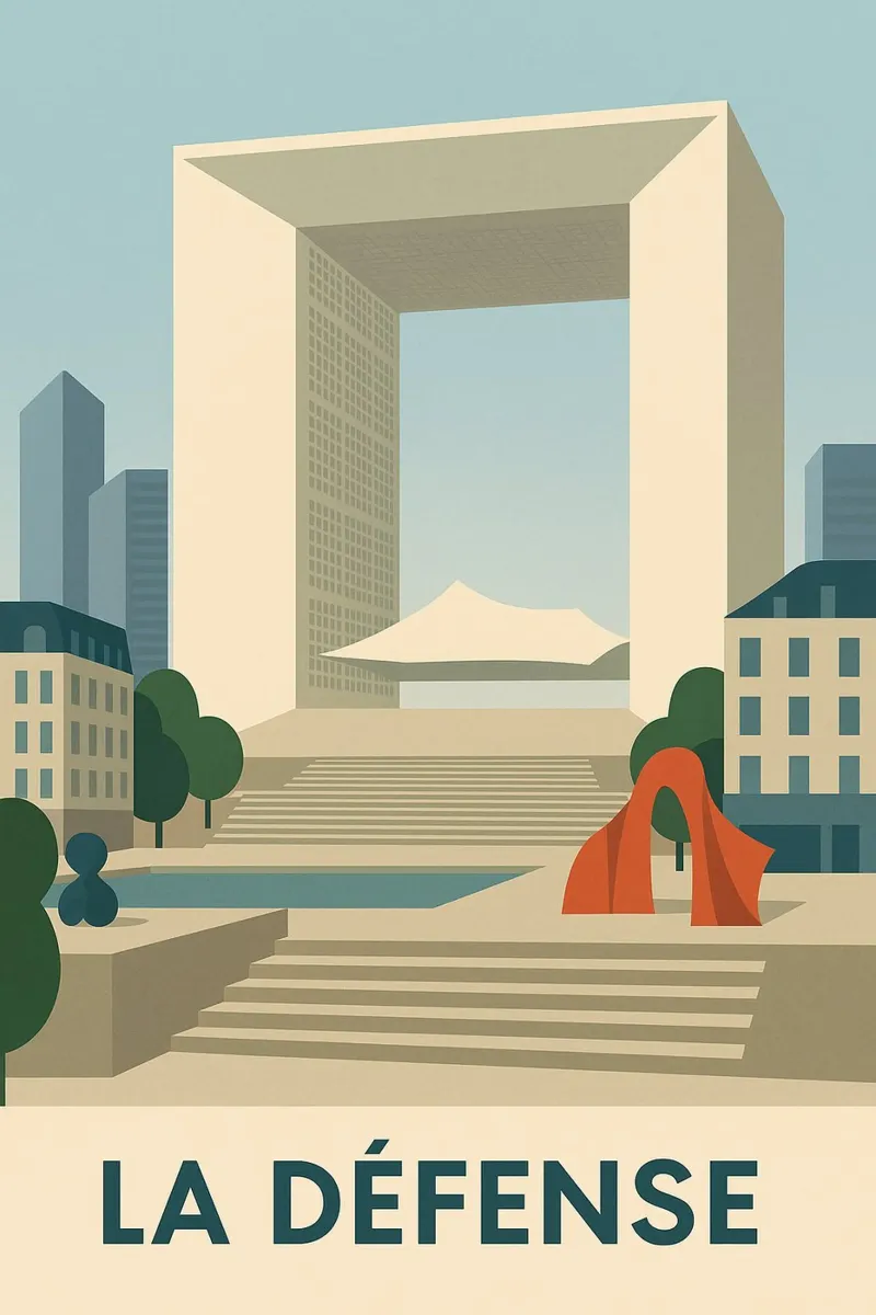 La Défense - Parisian monumentality and modernism canvas with Floater frame by JETLAG | affiches voyage