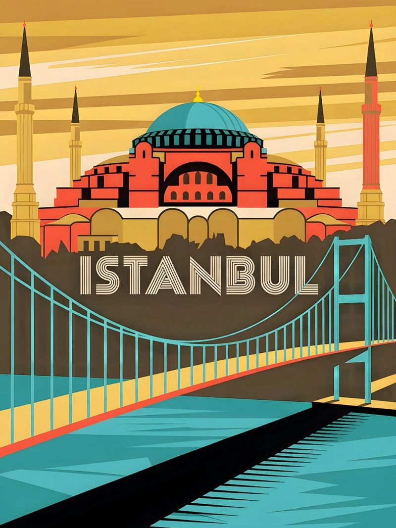 Istanbul retro Reiseposter Poster von Vintage Travel Art