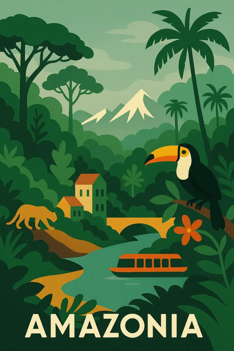 Amazzonia - Meraviglia verde e selvaggia carta hahnemühle da JETLAG | affiches voyage