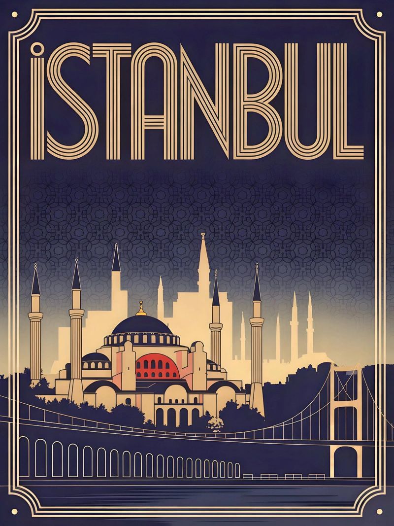 Istanbul ART-DECO Reiseposter Poster von Vintage Travel Art