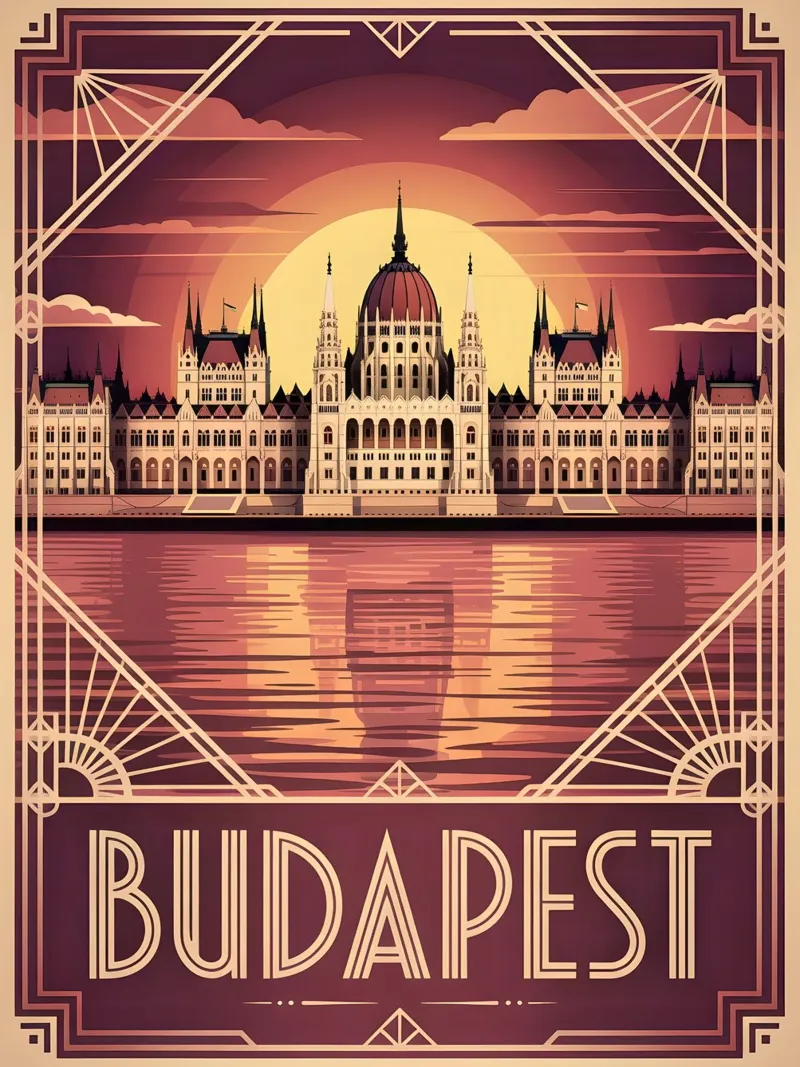 Poster di viaggio vintage di Budapest carta hahnemühle da Vintage Travel Art
