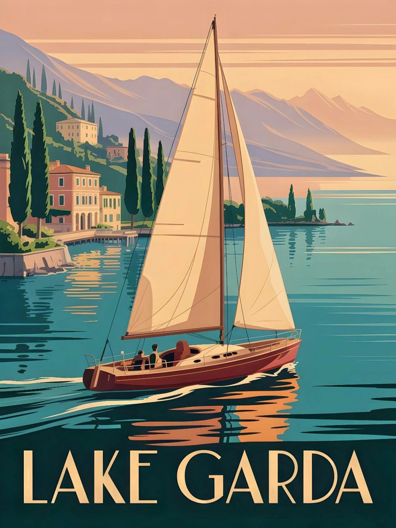 Gardasee vintage Reiseposter Poster von Vintage Travel Art