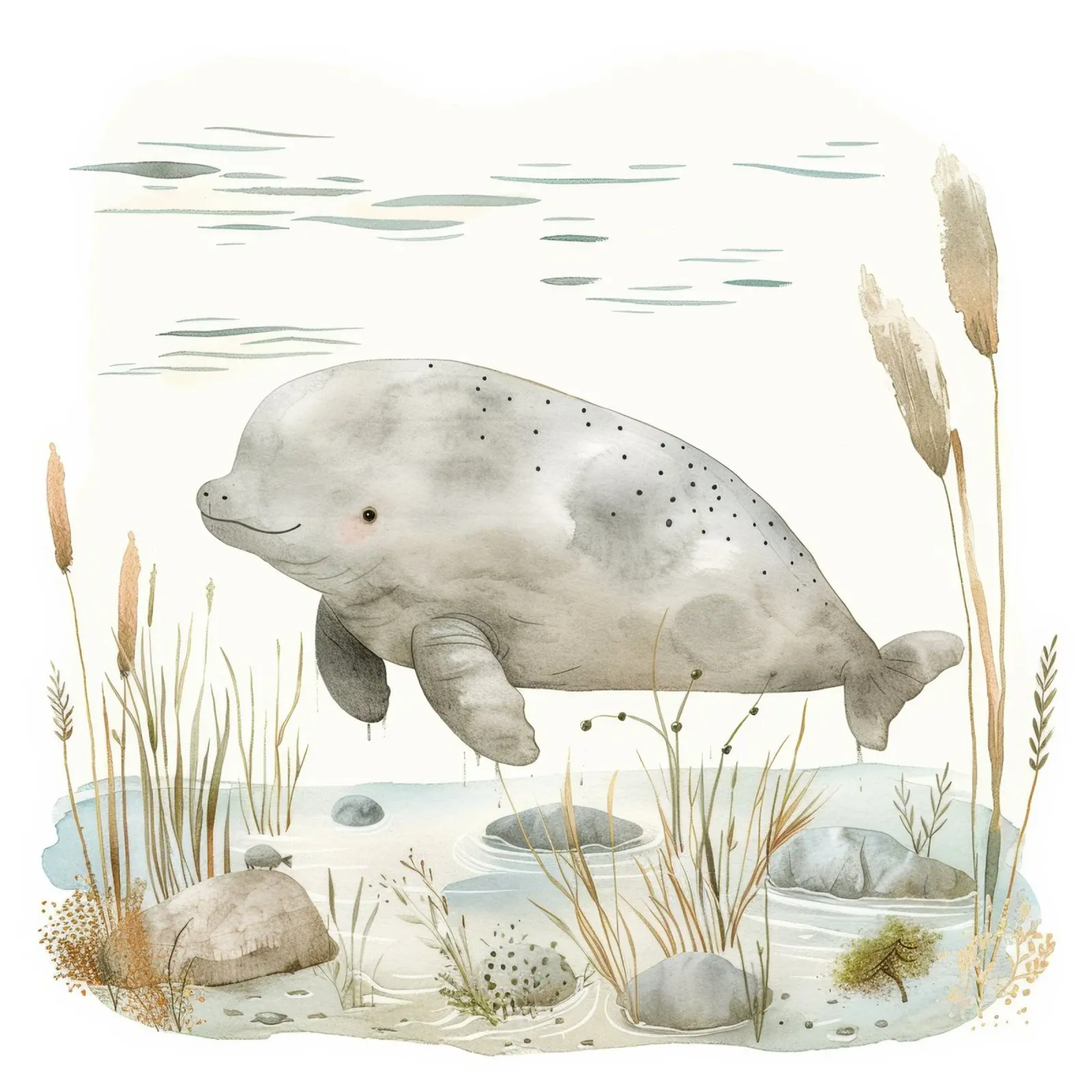 Dugongo gentile - una delizia acquatica in un habitat sereno pellicola backlit da DesignDoodle