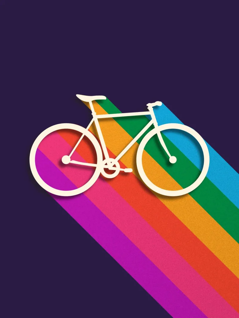 Bici retrò e strisce arcobaleno - Poster minimalista in grassetto carta hahnemühle da showmemars