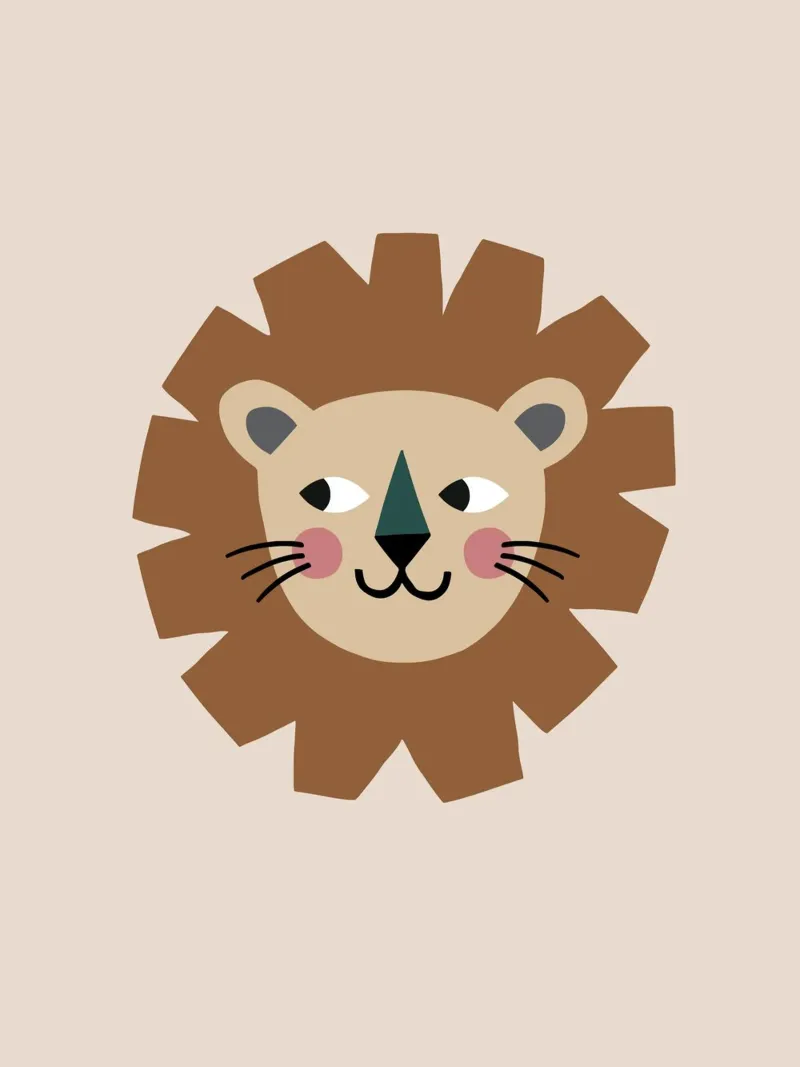 Lovely Lion Boho wall mural, poster for children, children's room hahnemühle by Edina Varga Prints