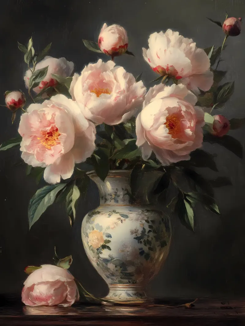 Fleurs anciennes dans un vase hahnemühle de IamHomeStudio