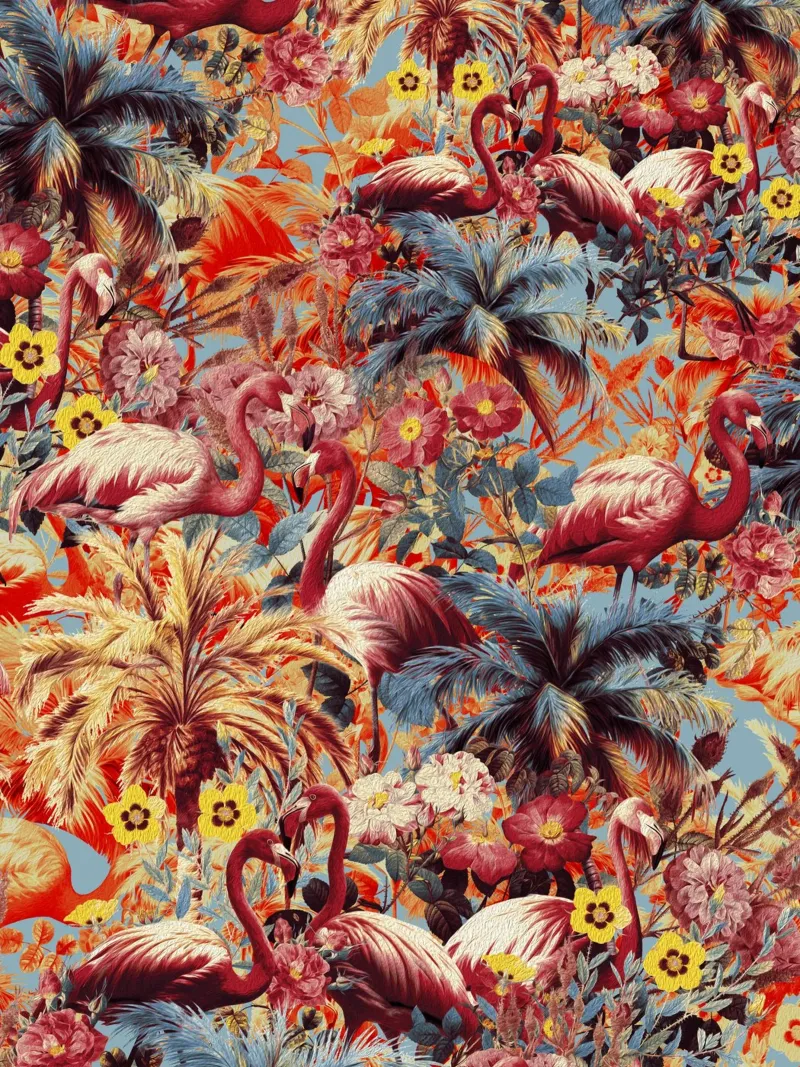 Flamingos and Floral Pattern alluminio dibond da burcukorkmazyurek