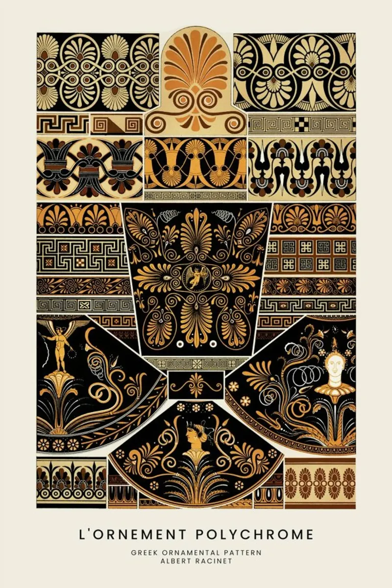 Racinet -  Greek Ornamental Pattern pellicola backlit da Vintage by JUNIQE