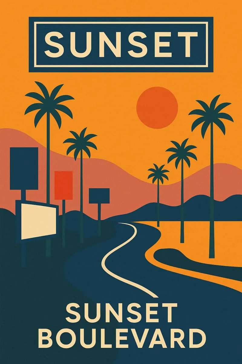 Sunset Boulevard - L'autostrada del sogno americano poster con telaio in plastica da JETLAG | affiches voyage