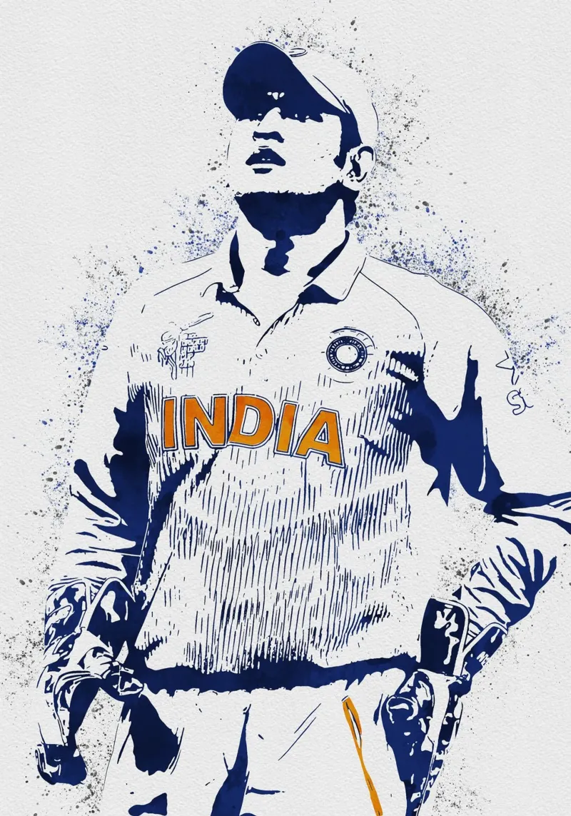 MS Dhoni poster con telaio in alluminio da tenten