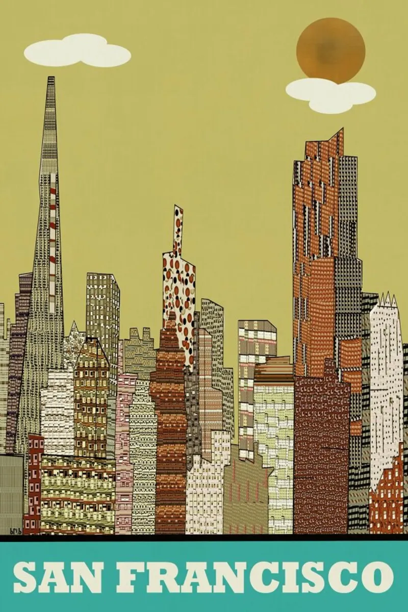 san francisco poster con telaio in legno da Brian Buckley