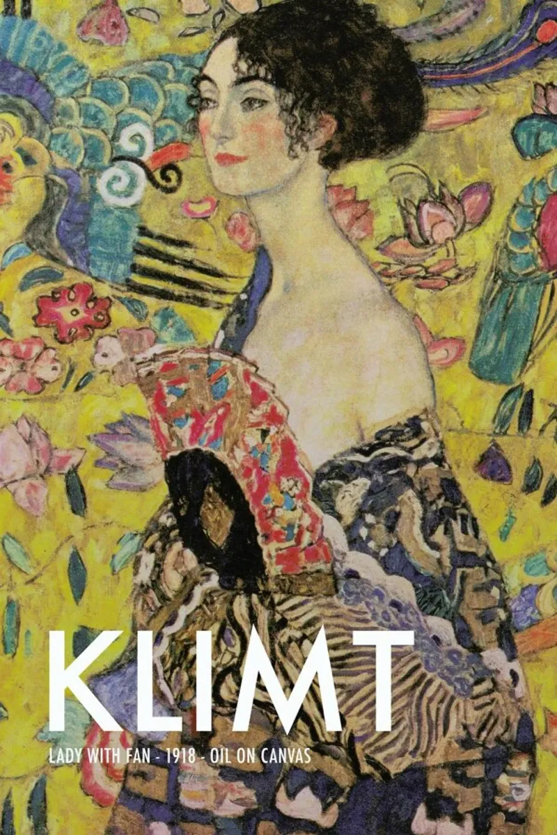 Klimt - Lady with Fan poster con telaio in legno da Vintage by JUNIQE
