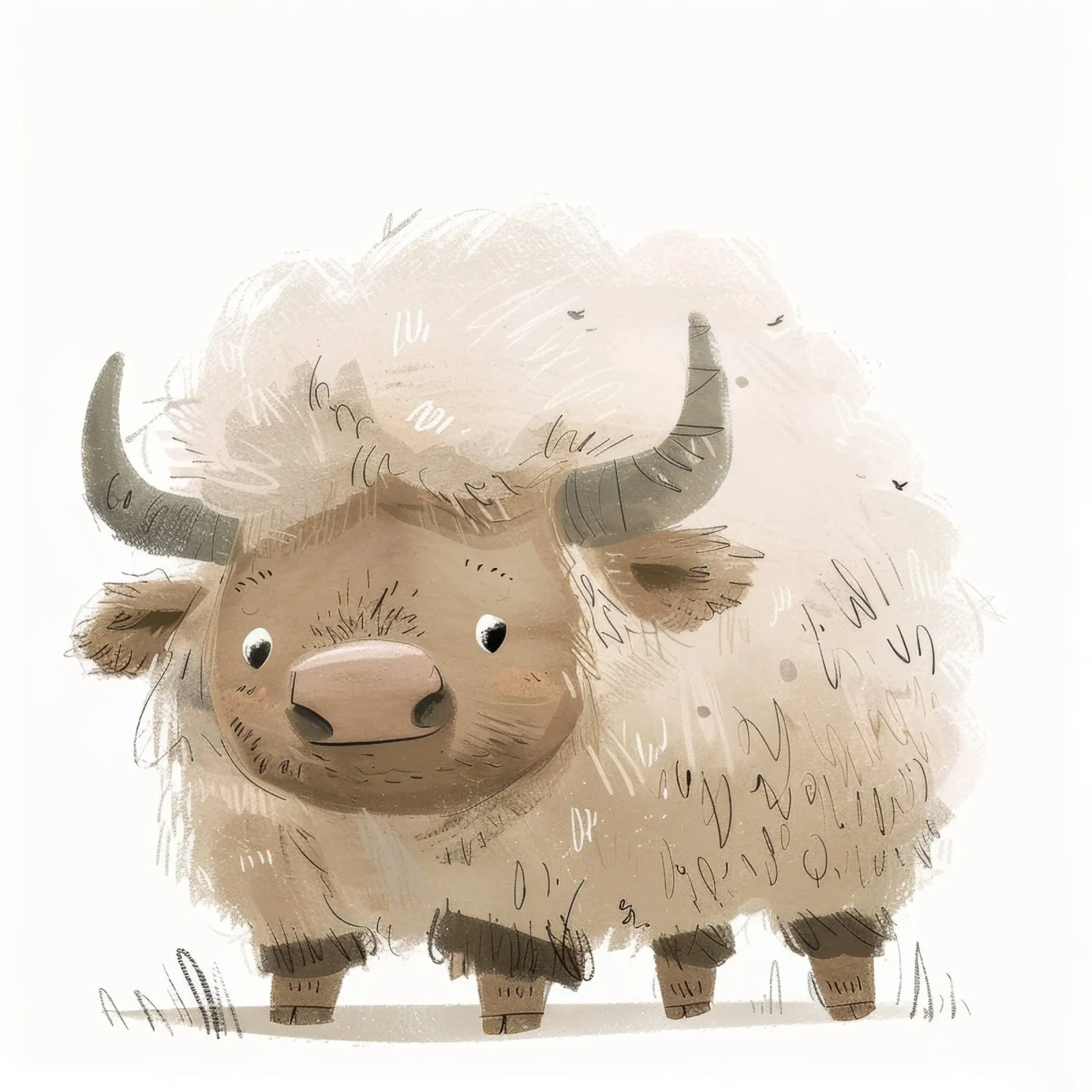 Grillige Yak Illustratie - Rustieke en Unieke Dierenkunst canvas van DesignDoodle
