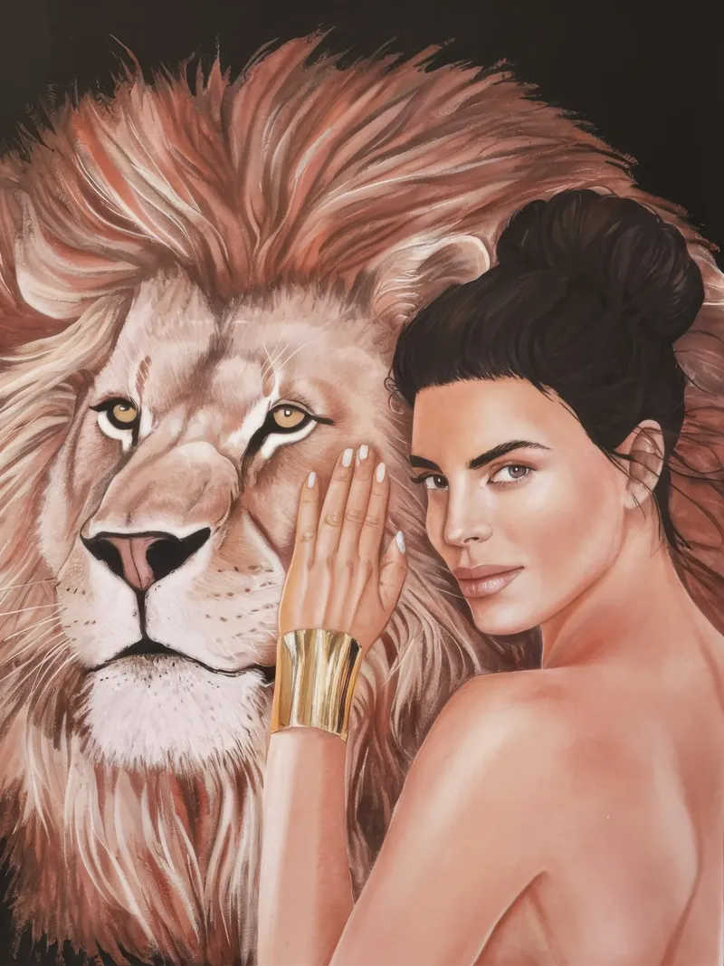 Sguardo dell'anima leonina poster con telaio in alluminio da Infinite Chroma