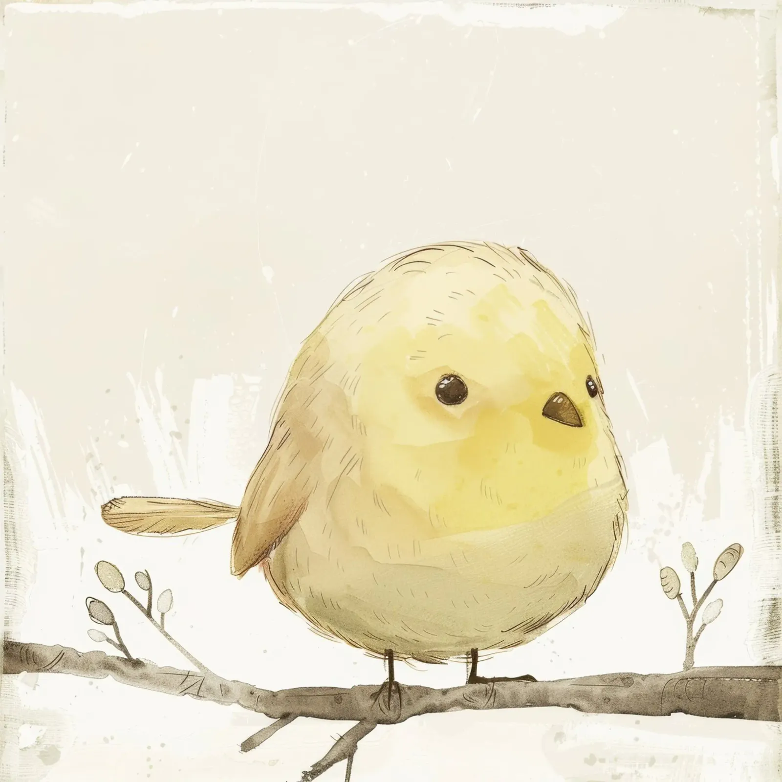 Delizioso uccello giallo su un ramo - Arte della fauna allegra carta hahnemühle da DesignDoodle
