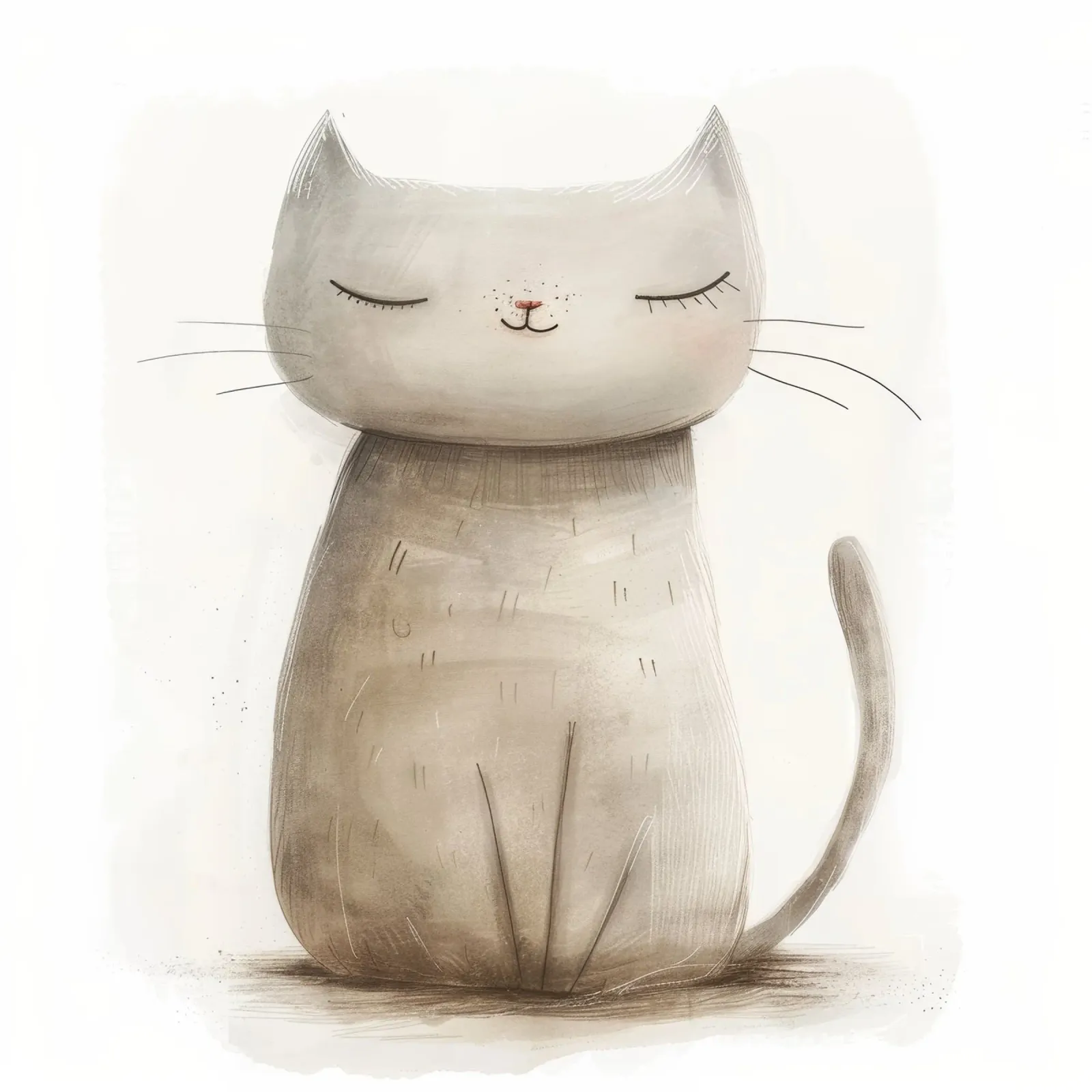Dessin élégant d'un chat gris assis - Minimalist Cat Design hahnemühle de DesignDoodle