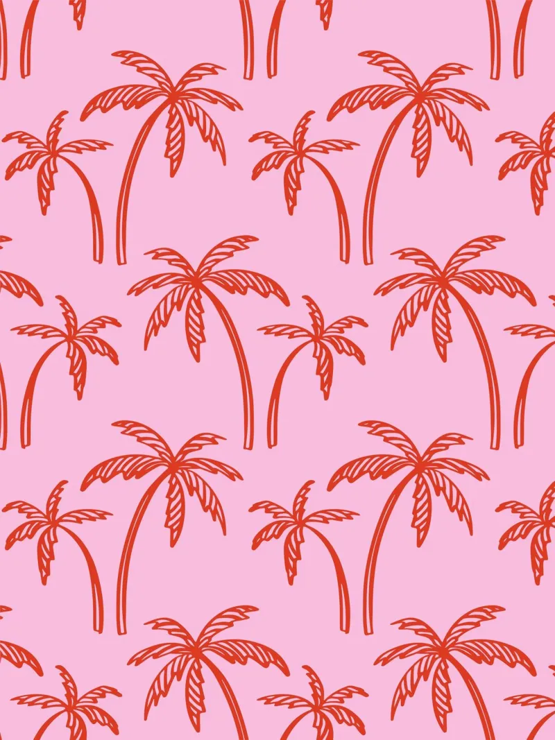 Tropical Palm Tree Pattern – Pink and Red Retro Beach Vibes canvas by pdigitalprints