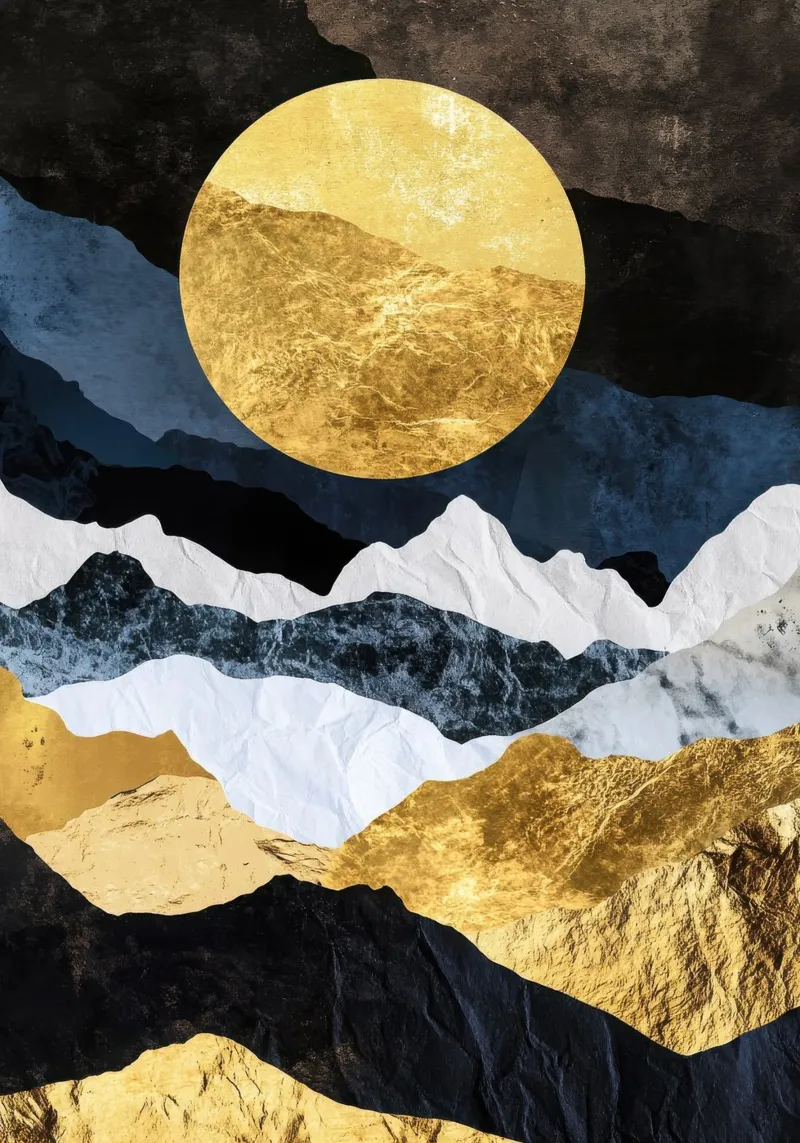 Golden Sun in Abstract Mountains pellicola backlit da Niklas
