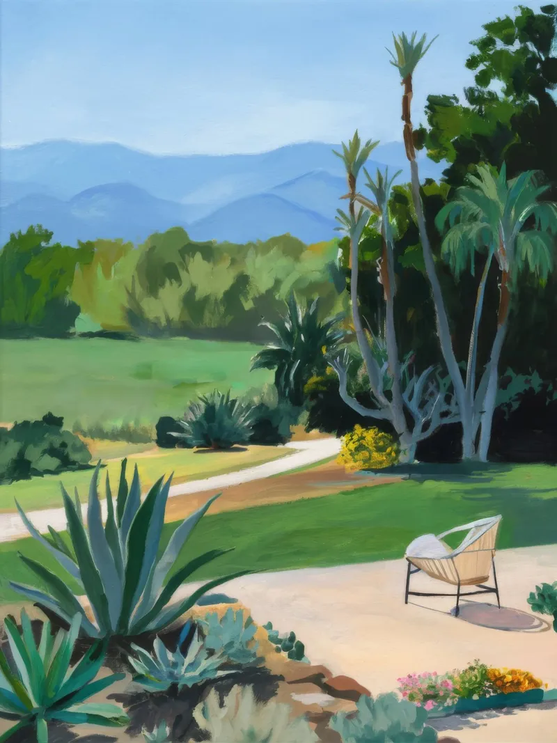 Palm Vista Repose poster con telaio in plastica da Infinite Chroma