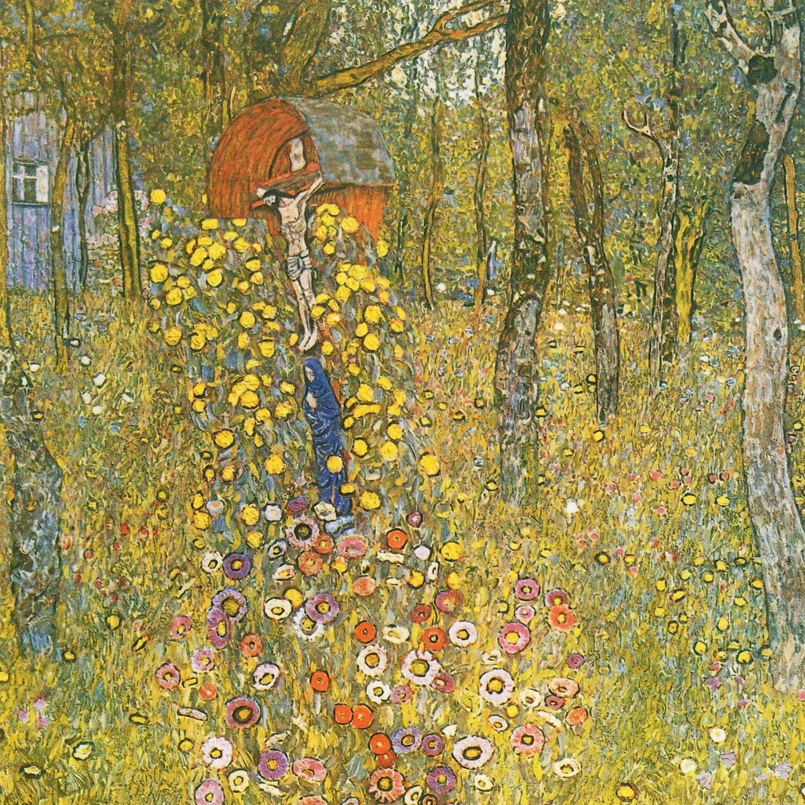 Gustav Klimt's cottage garden with crucifix poster with plastic frame by Gustav Klimt ART Prints