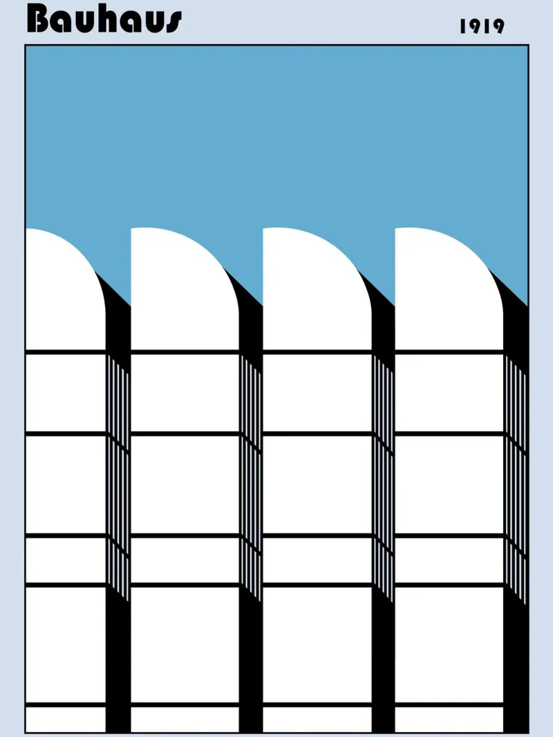 Poster di architettura Bauhaus - Skyline 1919 poster con telaio in plastica da Casa Calm