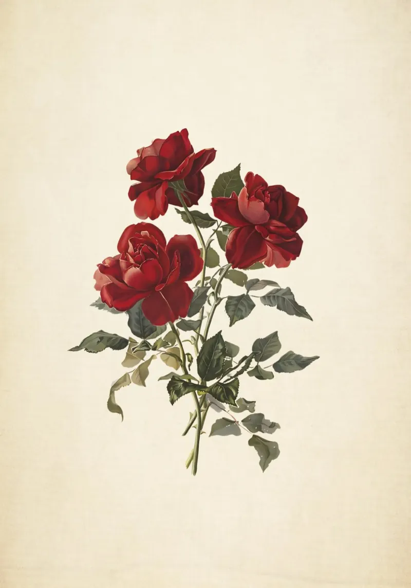 Rose rosse di Grace Barton Allen - Arte botanica floreale d'epoca poster con telaio in legno da ClubArt