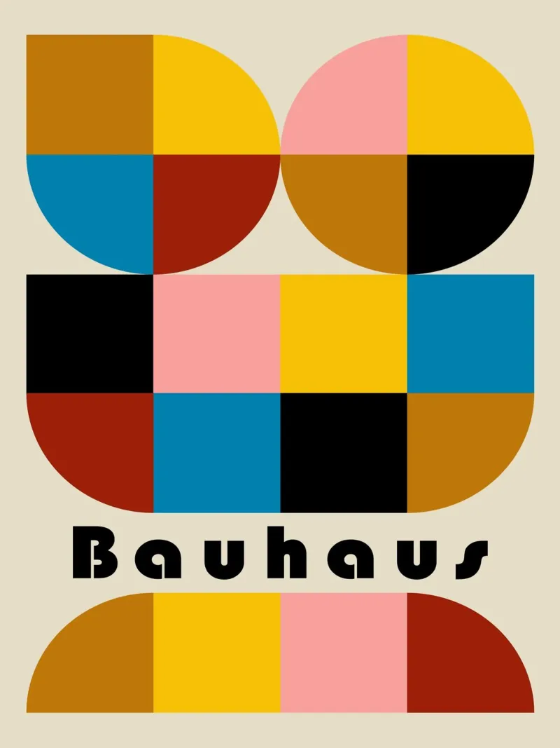Forme Bauhaus - Poster geometrico colorato poster con telaio in alluminio da Casa Calm