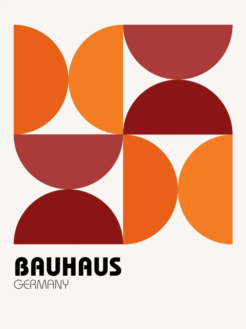 Bauhaus geometry - retro graphics in orange & red canvas by Casa Calm