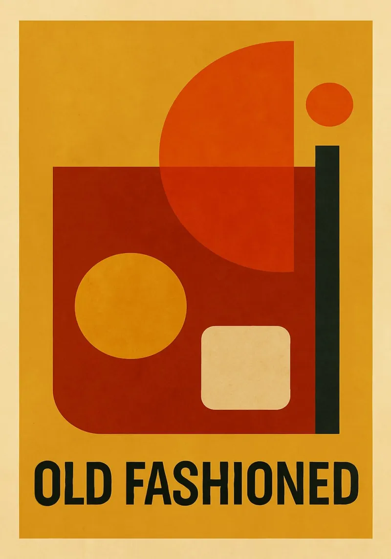 OLD FASHIONED – Abstract Bauhaus Cocktail poster con telaio in legno da michi