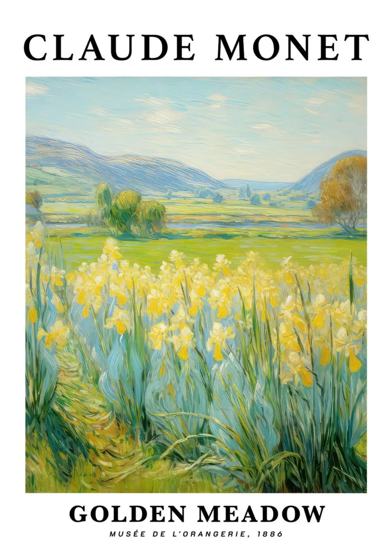 meadow farmland art scenery nature claude monet canvas with Floater frame by belong shop