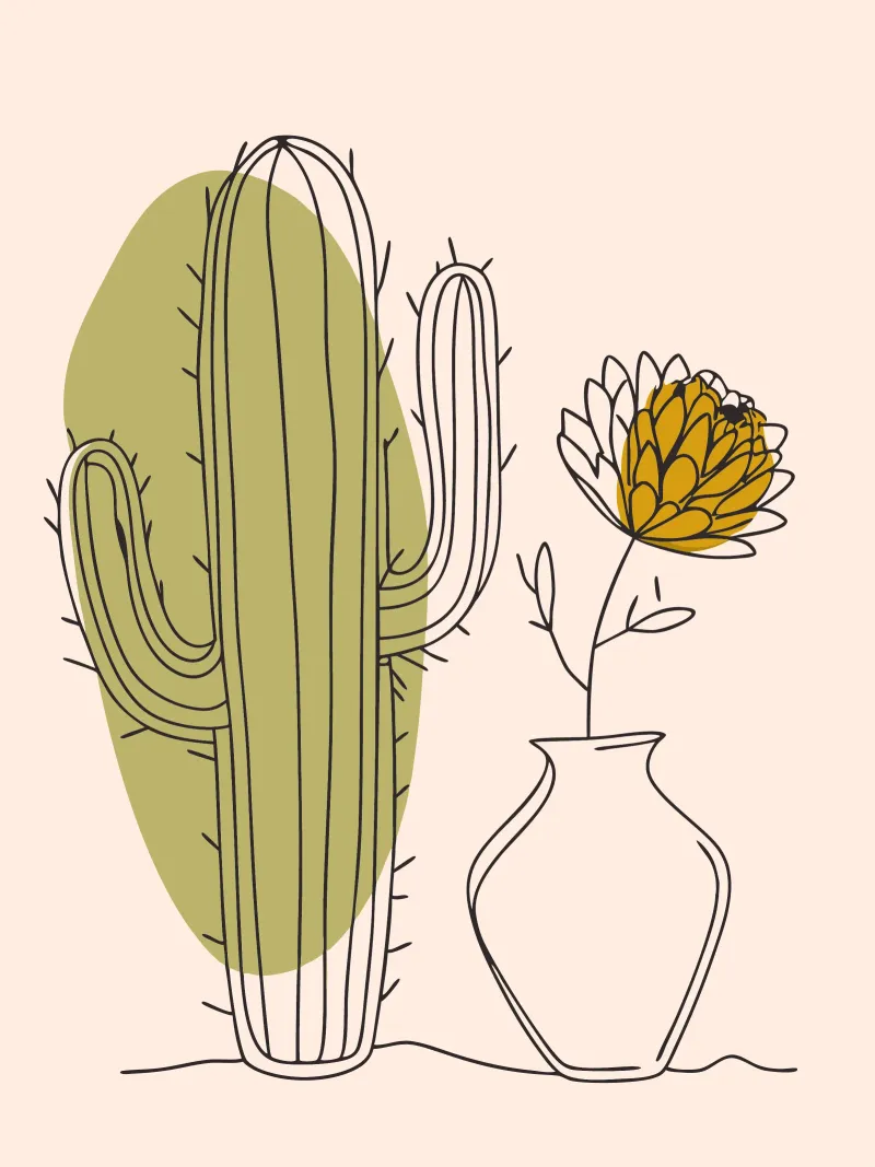 Cactus e fiori carta hahnemühle da RELAXING TOUCH