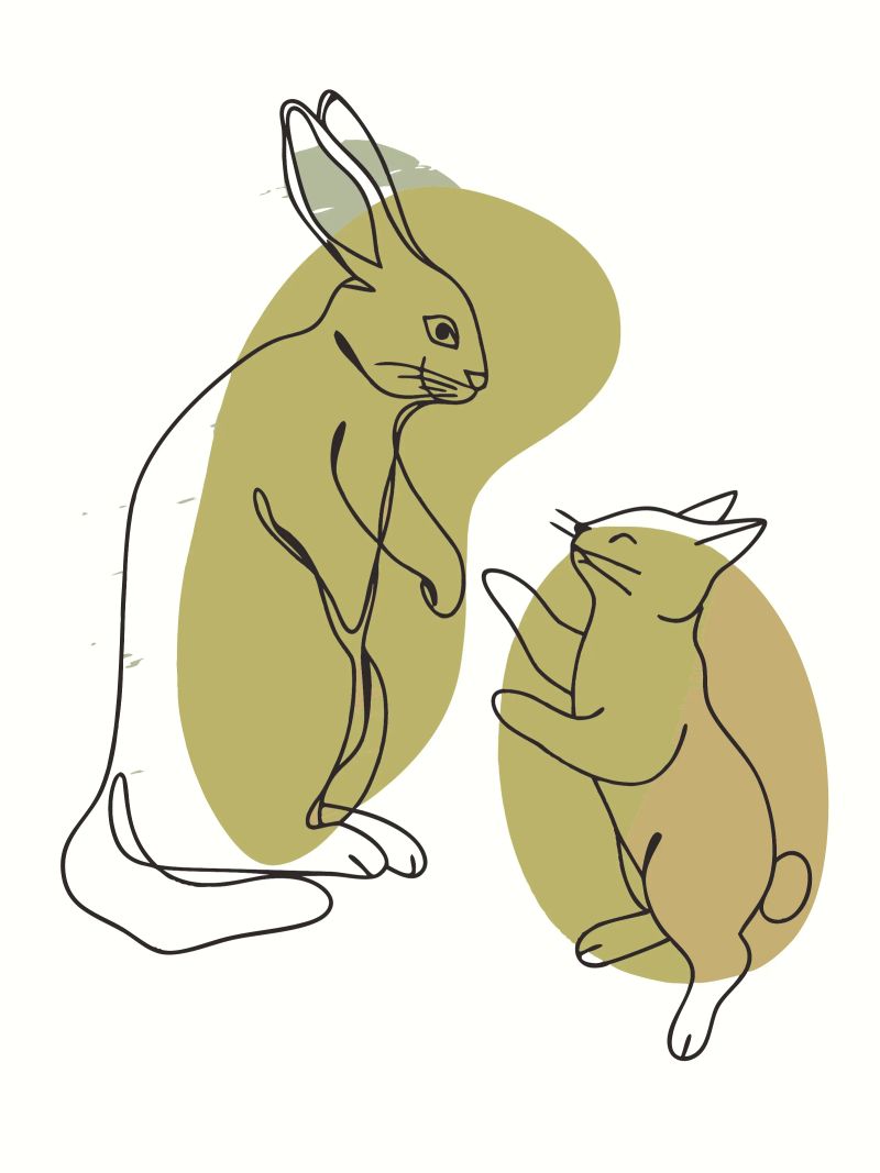 Cat and Rabbit poster by RELAXING TOUCH