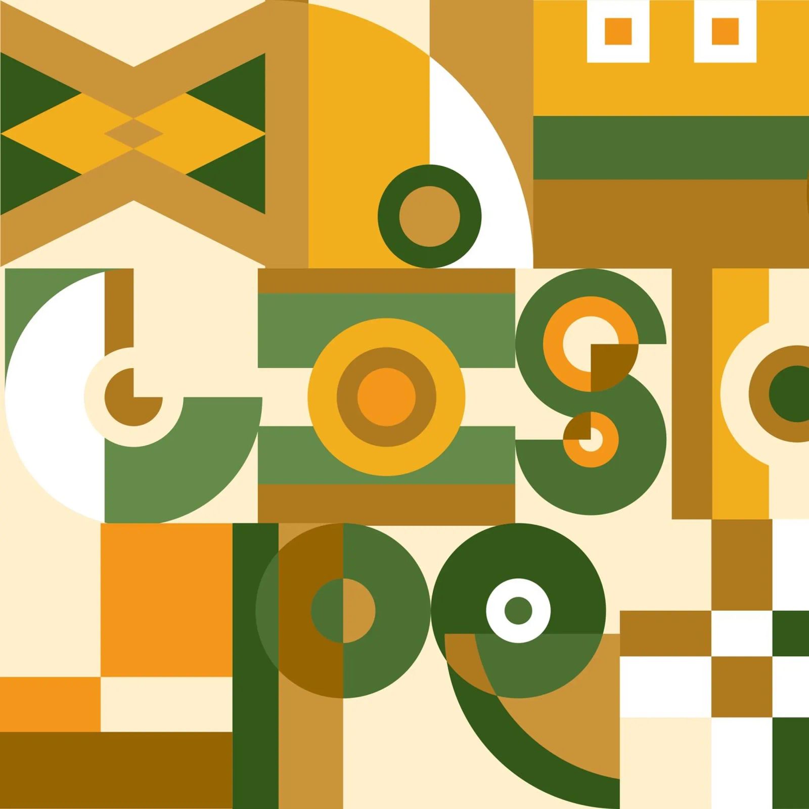 Motif géométrique vert et jaune poster de Little Dean
