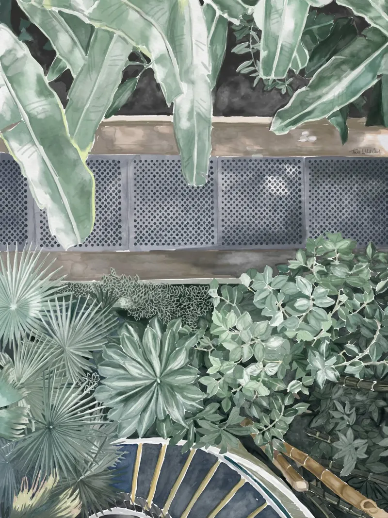 Kew Gardens Botanical Palm House Glass House Acquerello tela con Cornice a cassetta da This Wild Soul - Illustration