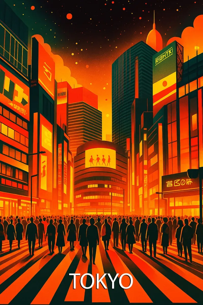 skyline di tokyo pittura vettoriale pellicola backlit da adzkiya