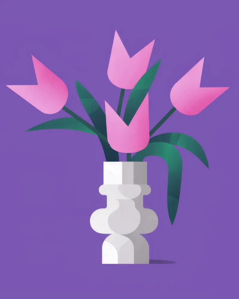 Paarse tulp trio canvas met Baklijst van Moonlite Desire