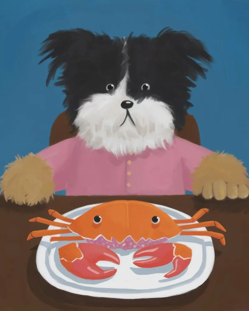Crabby Canine Diner canvas with Floater frame by Grande Serene
