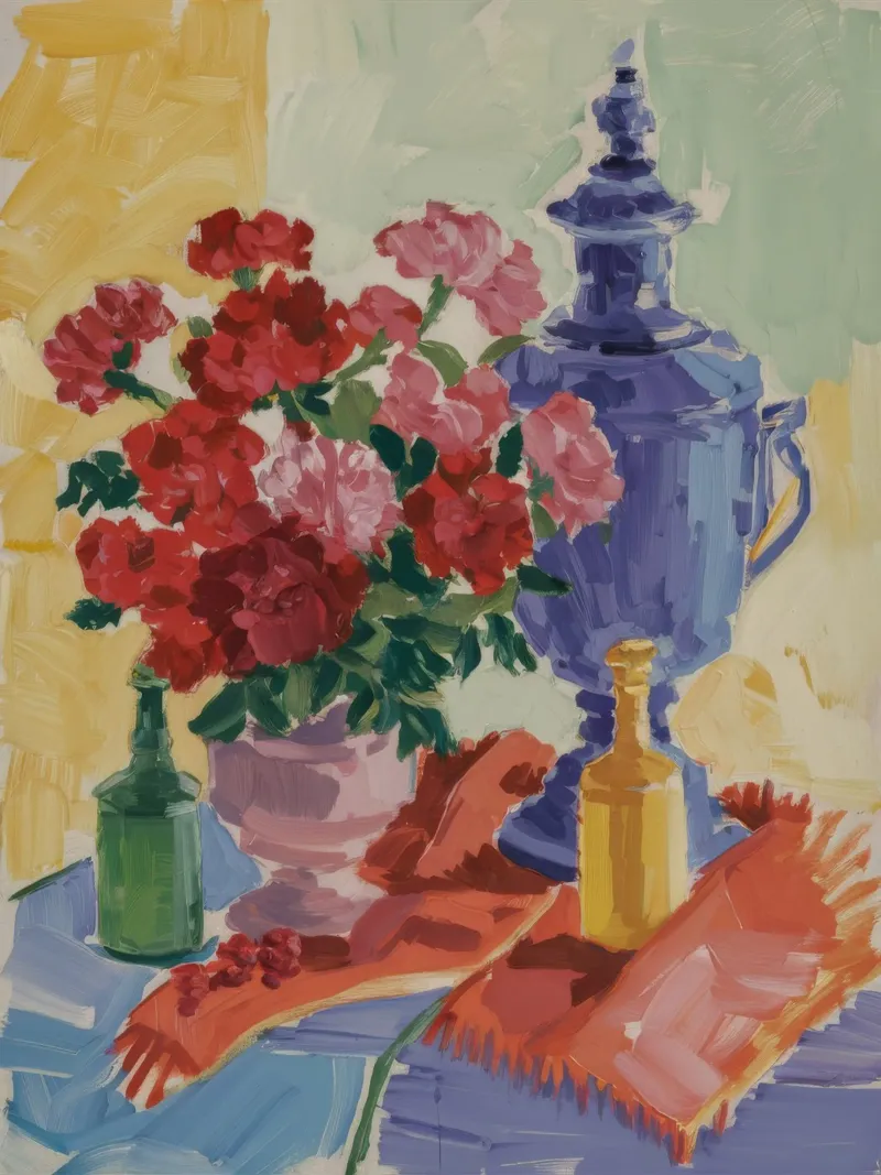 Il calore floreale di Samovar poster con telaio in legno da Radiance Landscape