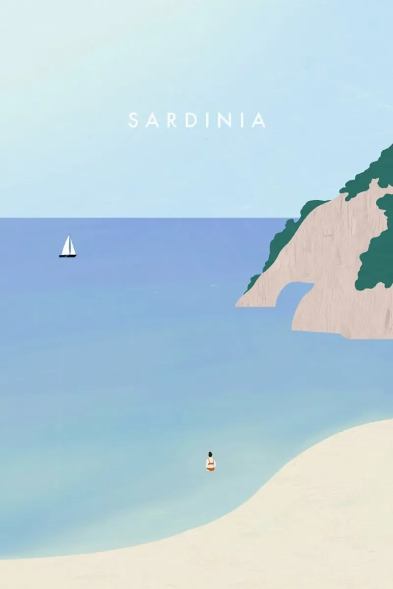 Sardinia poster con telaio in legno da Katinka Reinke