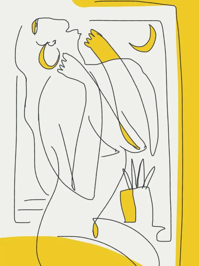 Fogliame botanico Line art - Un'opera figurativa pellicola backlit da Little Dean